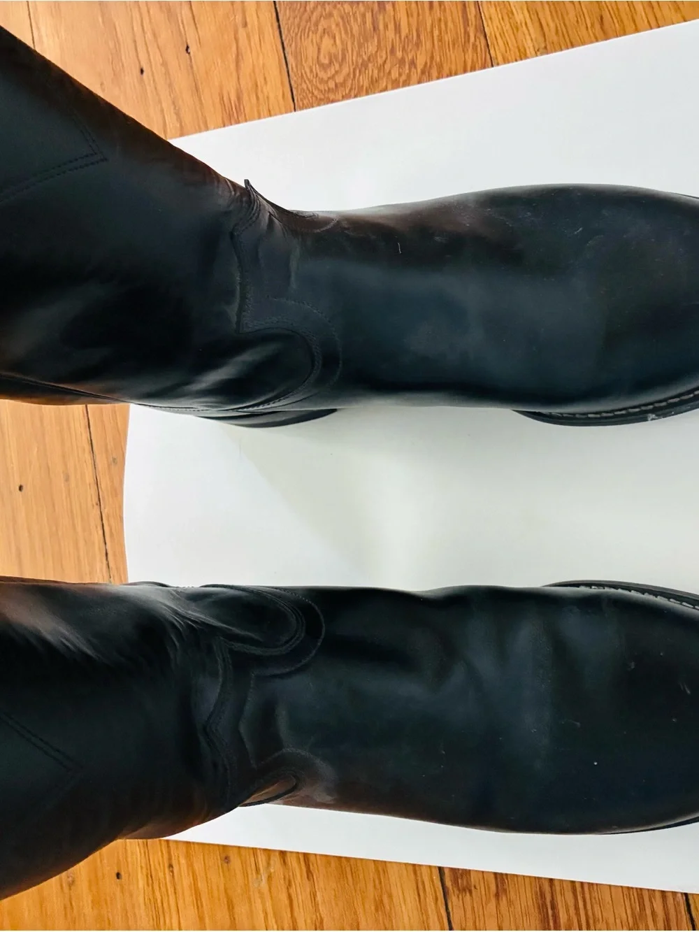 Justin Boots Black Leather Western Mid-Calf Pull-On Boots